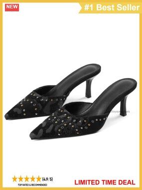 Studded Kitten Heel Mules Pointed Toe Animal Print Faux Pony Hair Heels